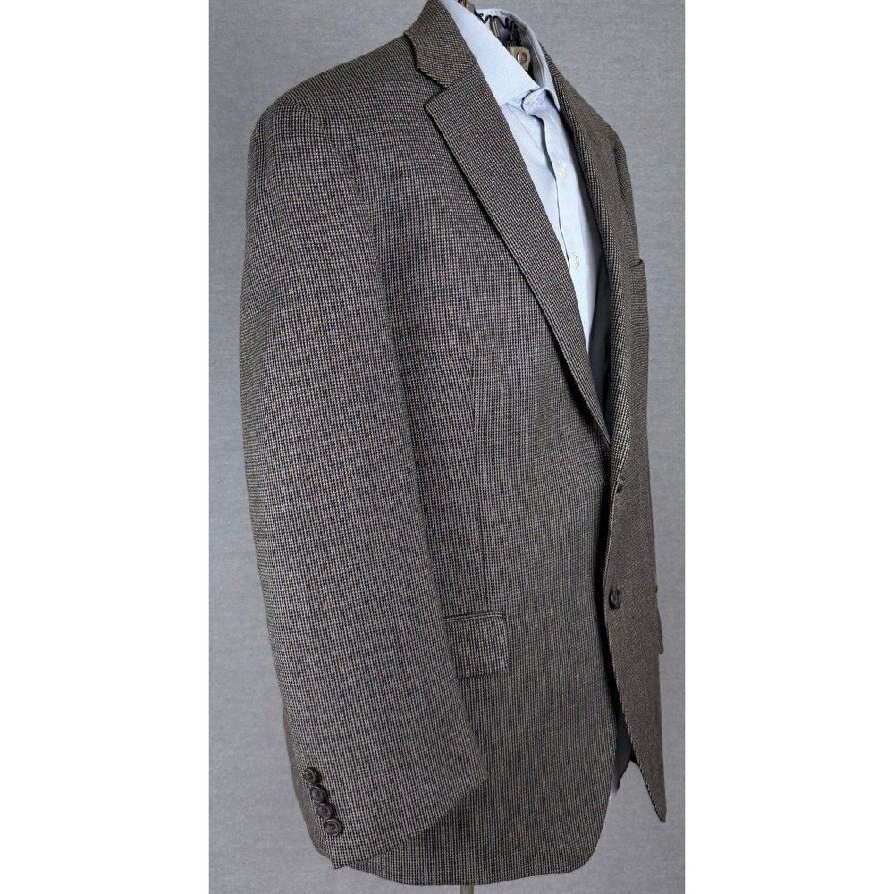 Ralph‎ Lauren Mens 44R Wool Houndstooth Blazer Sport Coat Brown Tan 44 R
